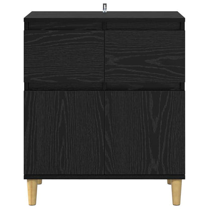 Sideboard with Drawer Black Oak 60 x 35 x 70 cm Engineered Wood