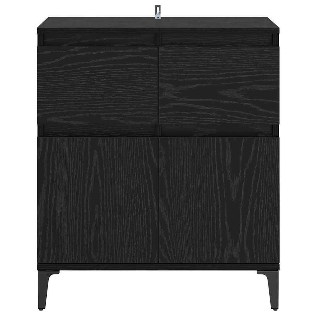 Sideboard Black Oak 60 x 35 x 70 cm Engineered Wood and Iron