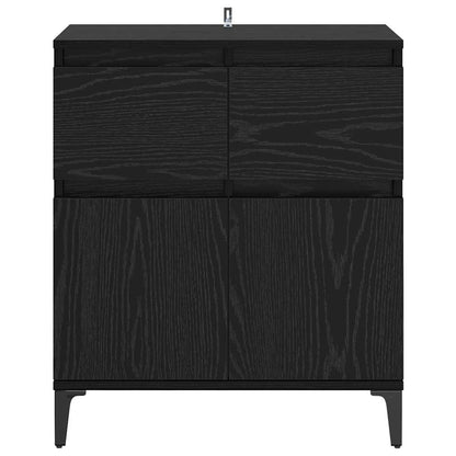 Sideboard Black Oak 60 x 35 x 70 cm Engineered Wood and Iron