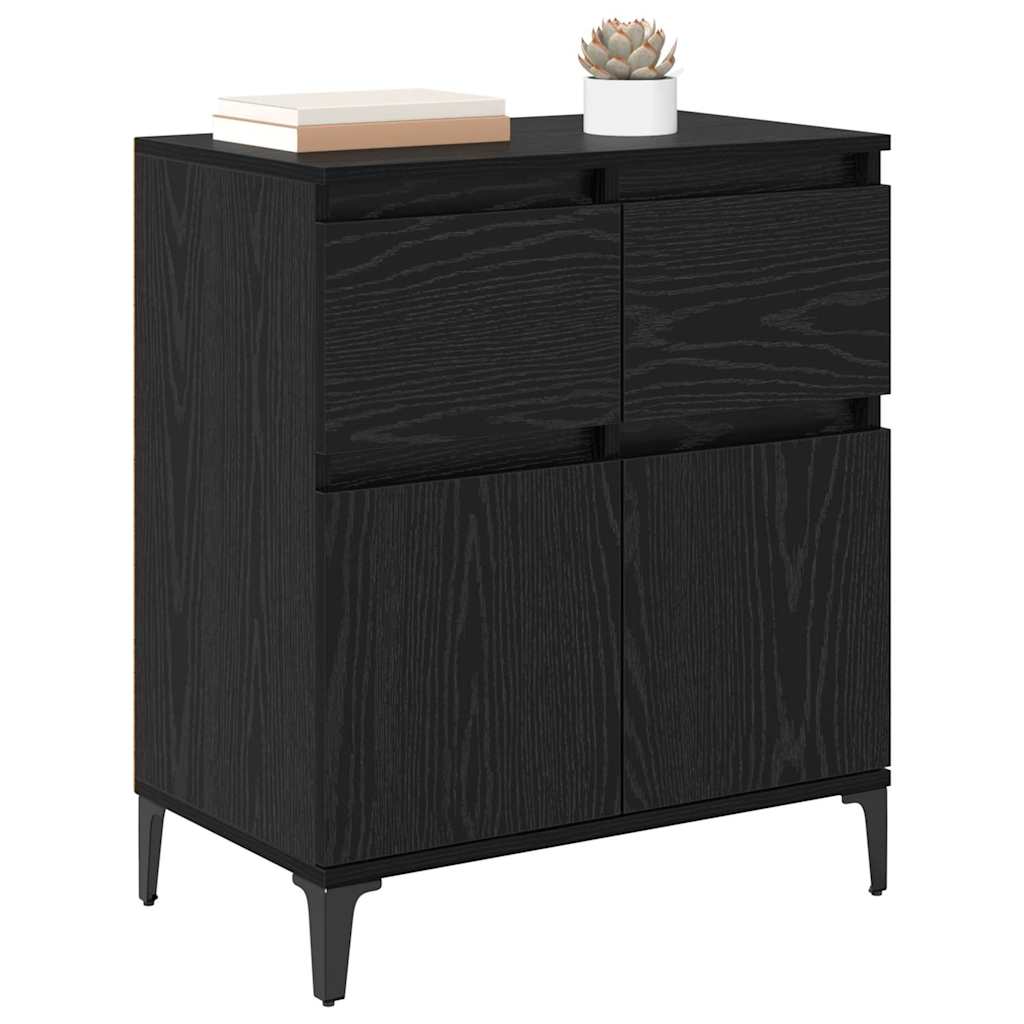 Sideboard Black Oak 60 x 35 x 70 cm Engineered Wood and Iron