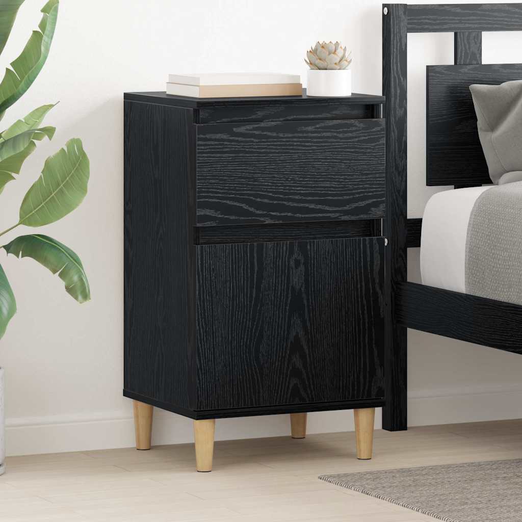 Bedside Cabinet 2 pcs Black Oak 40 x 35 x 70 cm Engineered Wood
