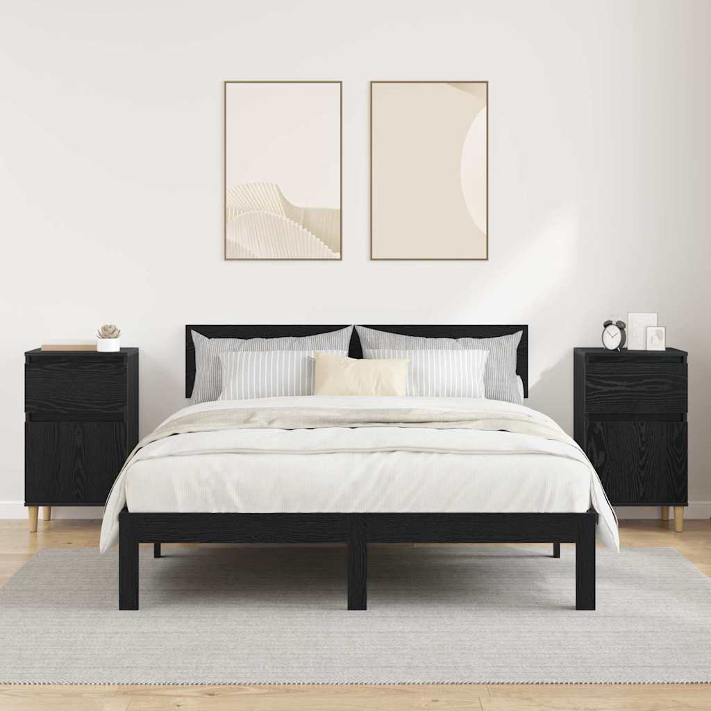 Bedside Cabinet 2 pcs Black Oak 40 x 35 x 70 cm Engineered Wood