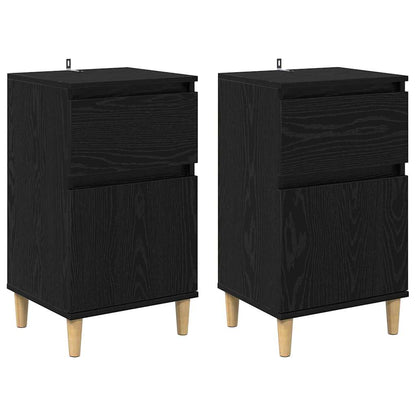 Bedside Cabinet 2 pcs Black Oak 40 x 35 x 70 cm Engineered Wood