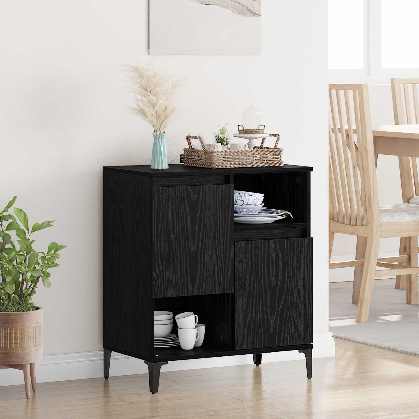 Sideboard Black Oak 60 x 35 x 70 cm Engineered Wood