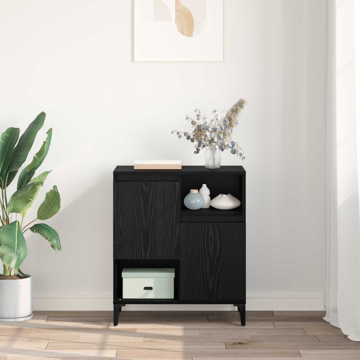 Sideboard Black Oak 60 x 35 x 70 cm Engineered Wood
