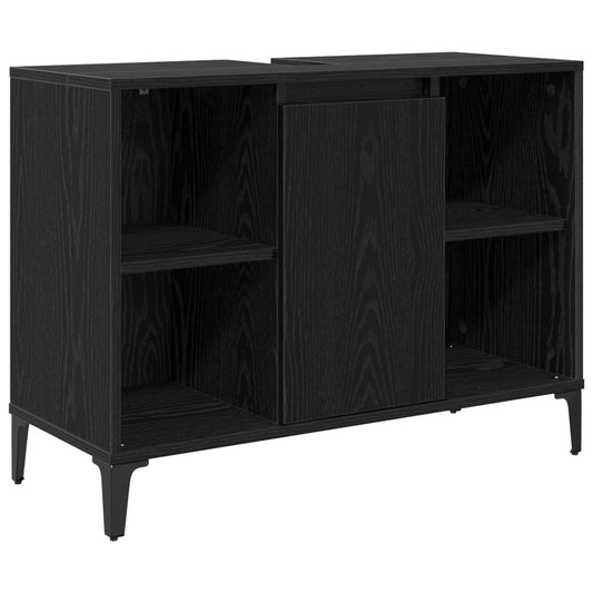 Sink cabinet Black Oak 80 x 33 x 60 cm Engineered Wood and Iron