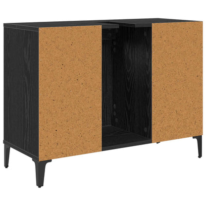 Sink cabinet Black Oak 80 x 33 x 60 cm Engineered Wood and Iron