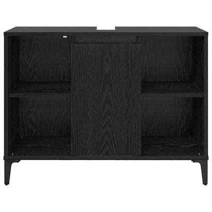 Sink cabinet Black Oak 80 x 33 x 60 cm Engineered Wood and Iron