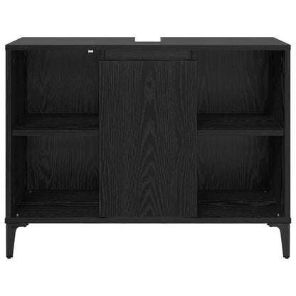 Sink cabinet Black Oak 80 x 33 x 60 cm Engineered Wood and Iron