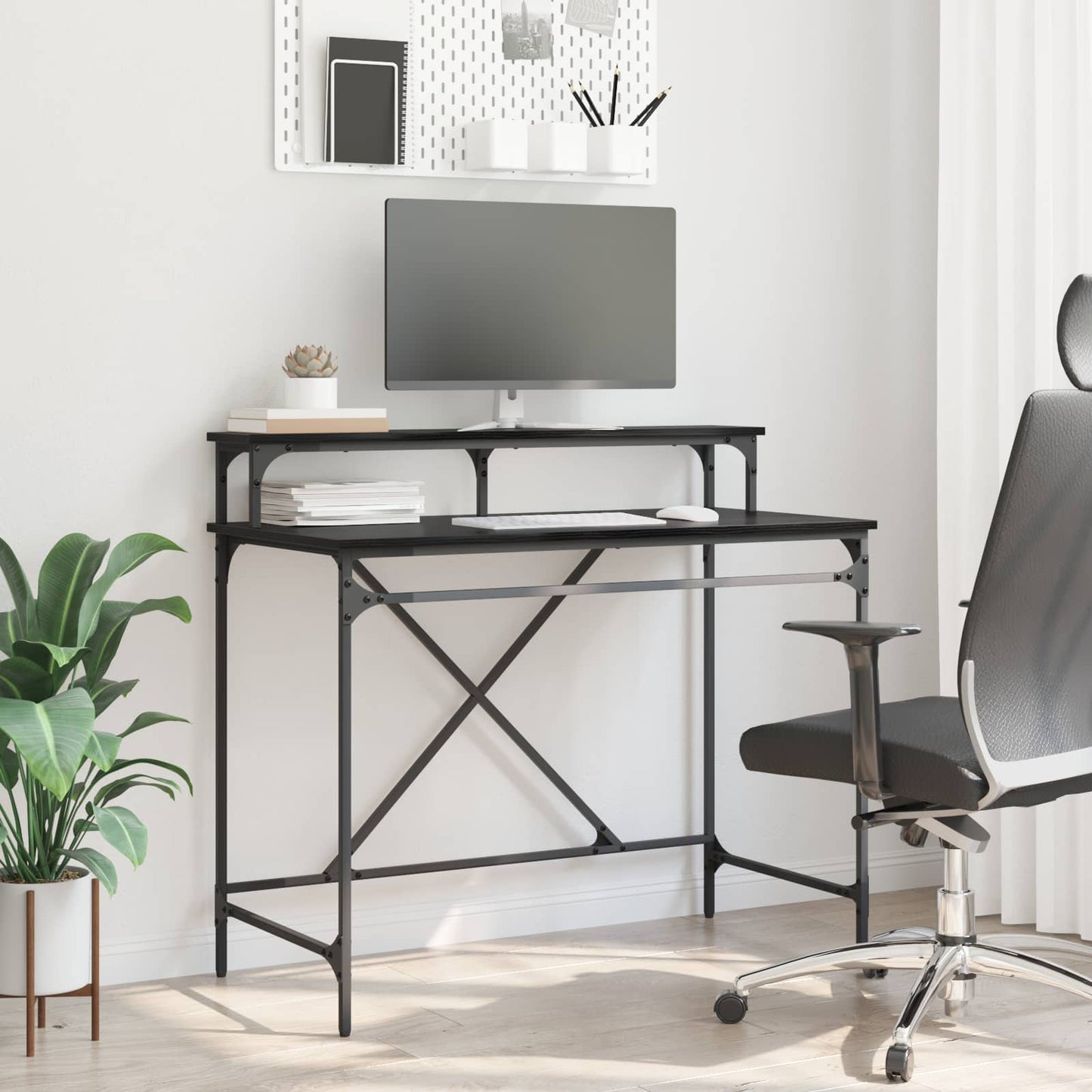 Desk Black Oak 100 x 50 x 90 cm Engineered Wood