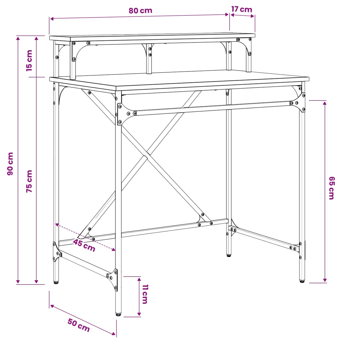 Desk Old Wood 80 x 50 x 90 cm Engineered Wood