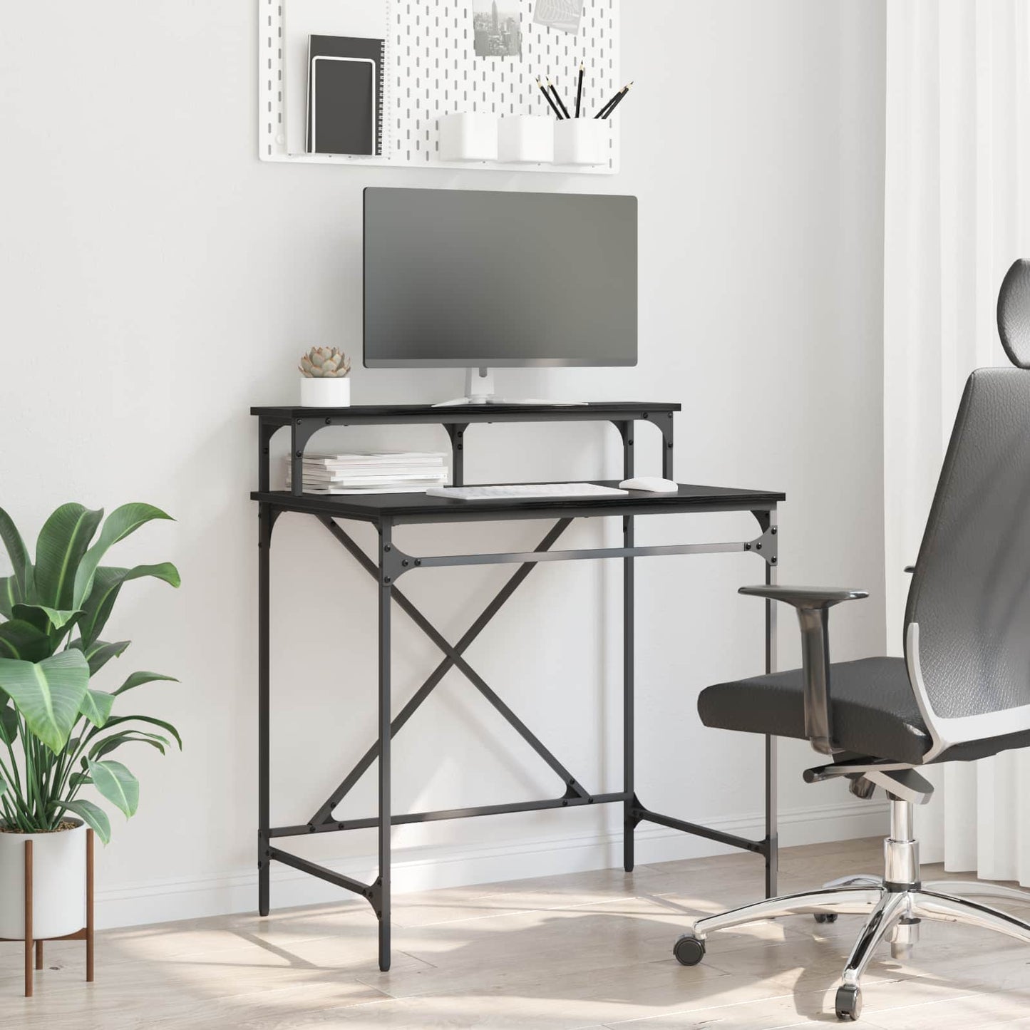 Desk Black Oak 80 x 50 x 90 cm Engineered Wood