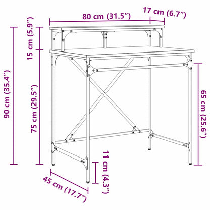 Desk Black Oak 80 x 50 x 90 cm Engineered Wood