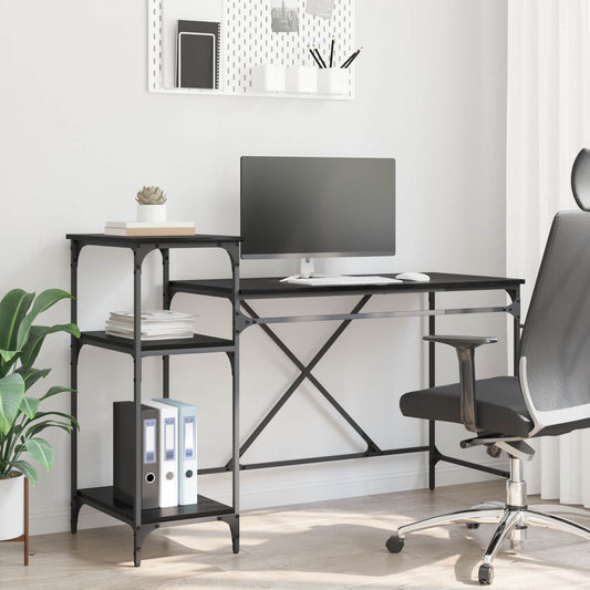 Desk Black Oak Engineered Wood 135 x 50 x 90 cm
