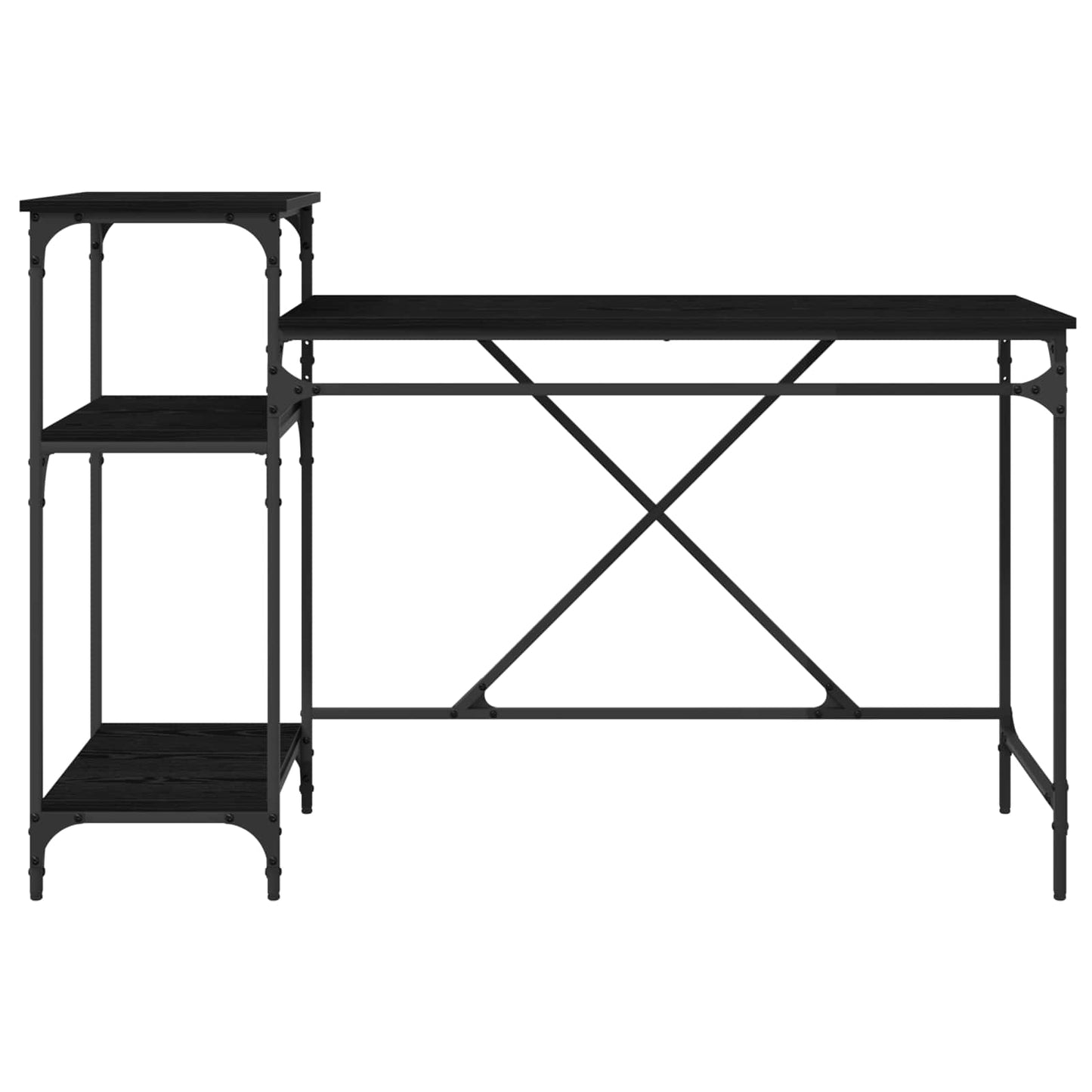 Desk Black Oak 135 x 50 x 90 cm Engineered Wood