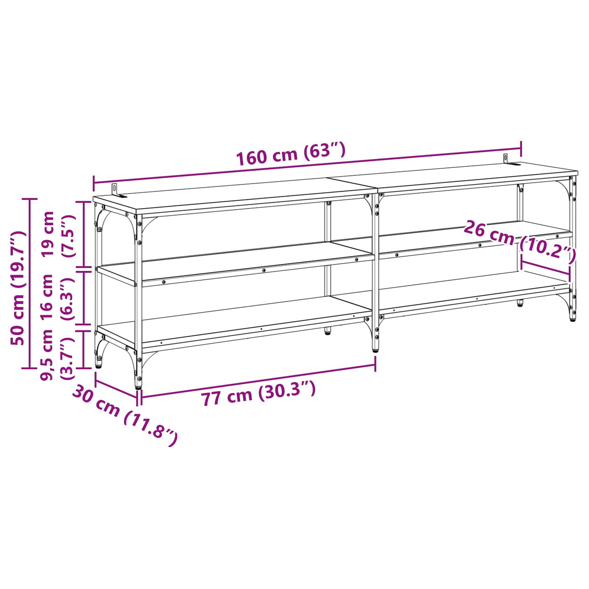 TV Cabinet Old Wood 160 x 30 x 50 cm Engineered Wood and Iron