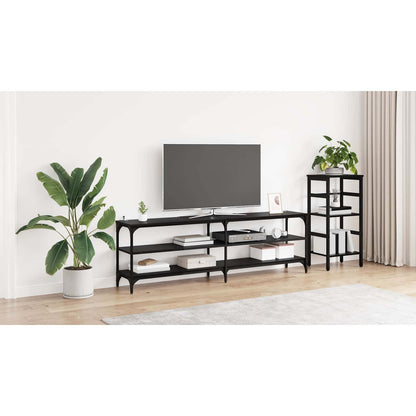 TV Cabinet Black Oak 160 x 30 x 50 cm Engineered Wood and Iron