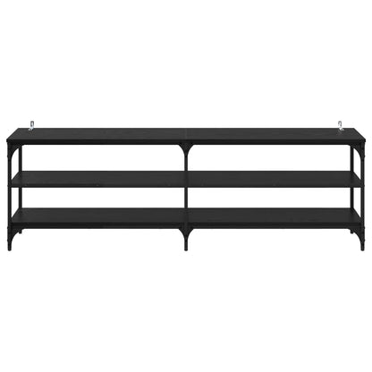 TV Cabinet 160 x 30 x 50 cm Black Oak Engineered Wood and Iron