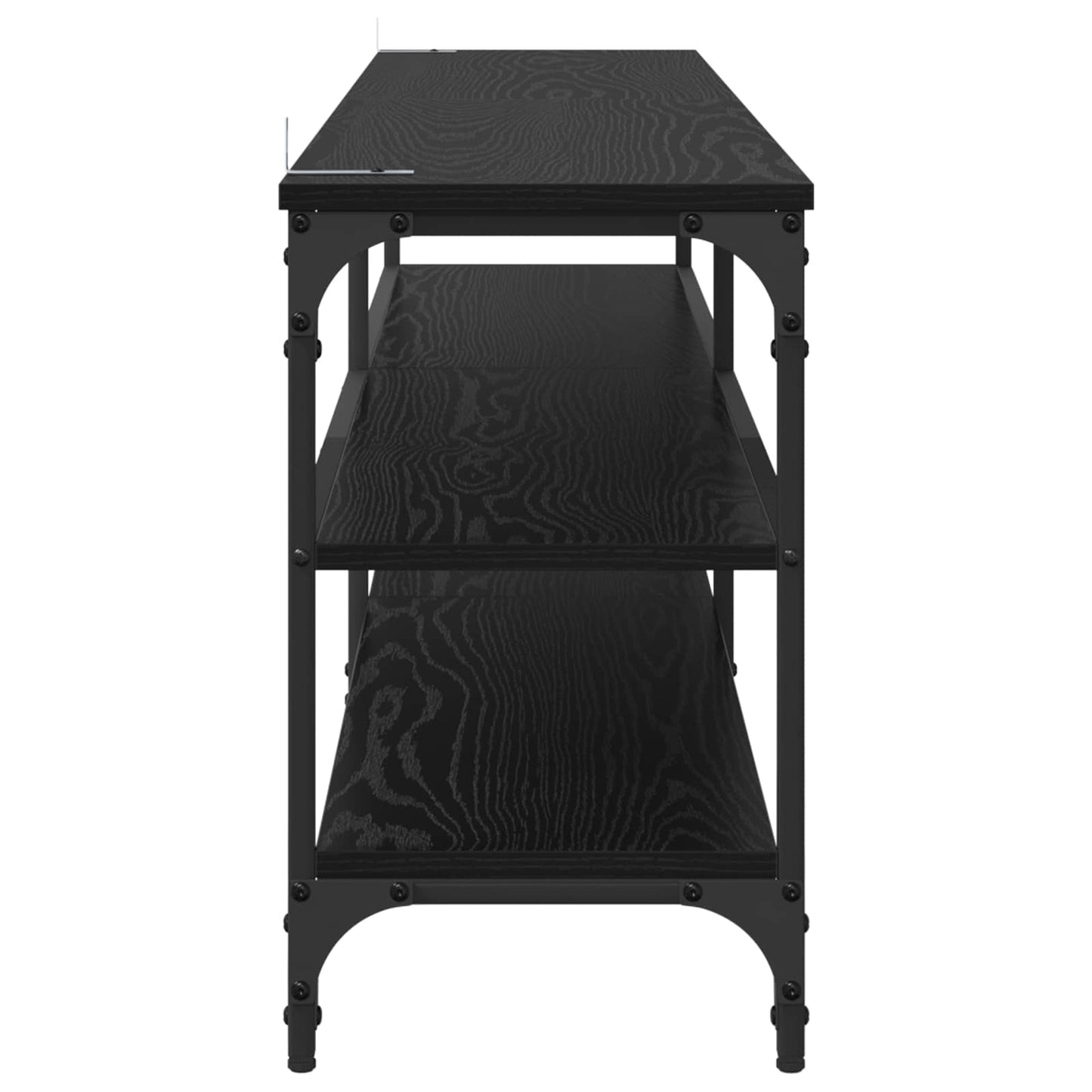 TV Cabinet 160 x 30 x 50 cm Black Oak Engineered Wood and Iron