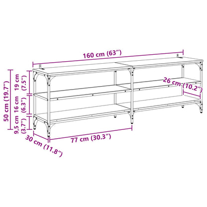 TV Cabinet Black Oak 160 x 30 x 50 cm Engineered Wood and Iron