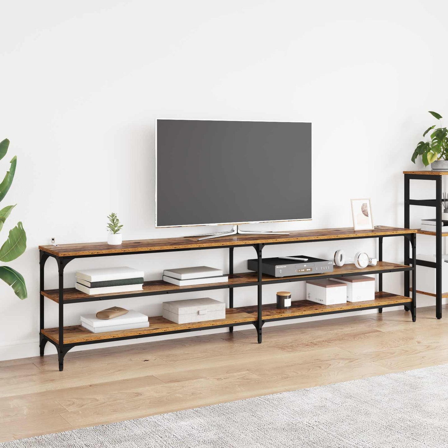 TV Cabinet 200 x 30 x 50 cm Old Wood Engineered Wood and Iron