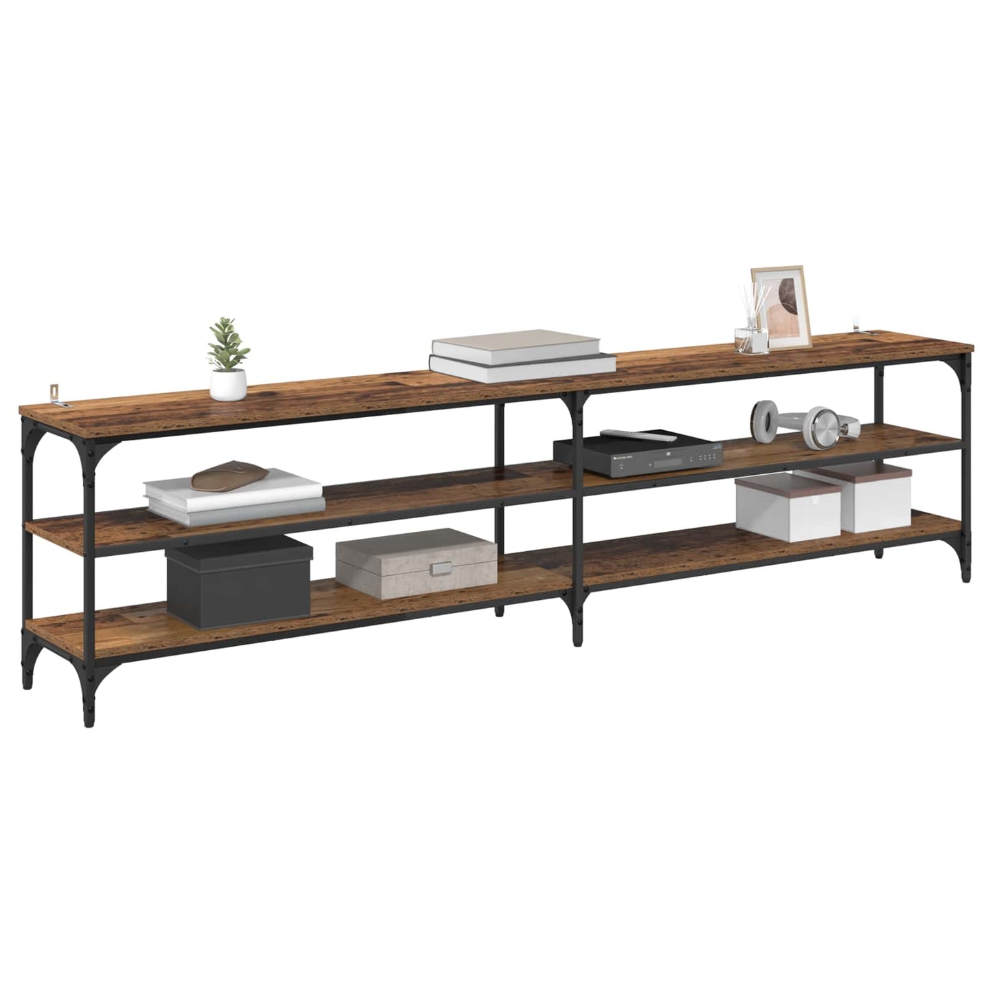 TV Cabinet 200 x 30 x 50 cm Old Wood Engineered Wood and Iron