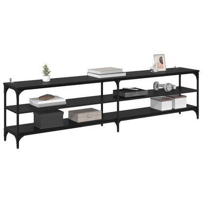 TV Cabinet 200 x 30 x 50 cm Black Oak Engineered Wood and Iron