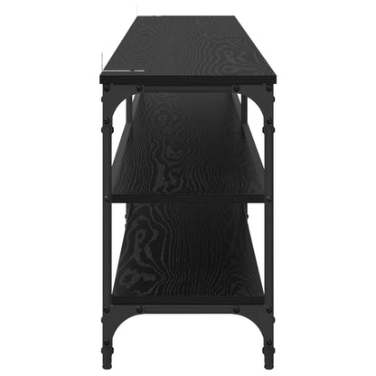 TV Cabinet 200 x 30 x 50 cm Black Oak Engineered Wood and Iron