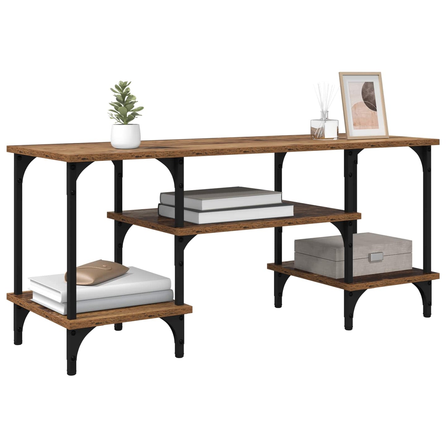 TV Cabinet Old Wood 102 x 35 x 45.5 cm Engineered Wood and Iron