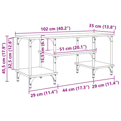 TV Cabinet Old Wood 102 x 35 x 45.5 cm Engineered Wood and Iron