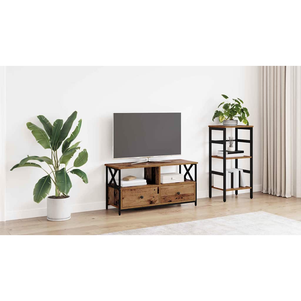 TV Cabinet Old Wood 90 x 33 x 45 cm Engineered Wood and Steel