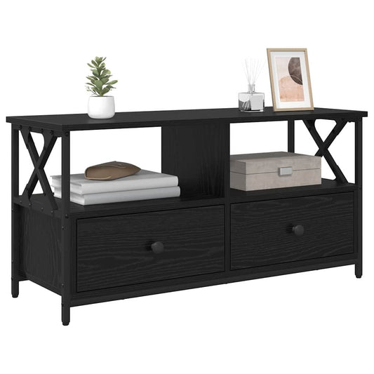 TV Cabinet Black Oak 90 x 33 x 45 cm Engineered Wood and Steel