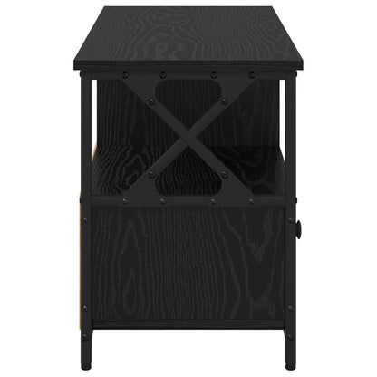 TV Cabinet Black Oak 90 x 33 x 45 cm Engineered Wood and Steel