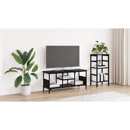 TV Cabinet Black Oak 100 x 35 x 45 cm Engineered Wood and Iron