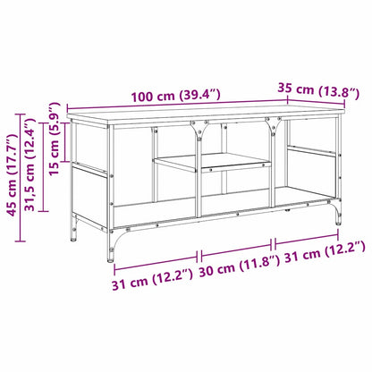 TV Cabinet Black Oak 100 x 35 x 45 cm Engineered Wood and Iron