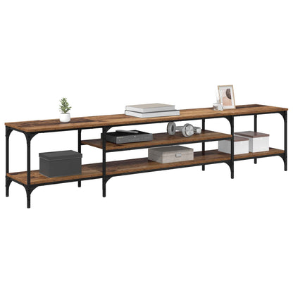 TV Cabinet Old Wood 201 x 35 x 45 cm Engineered Wood and Iron