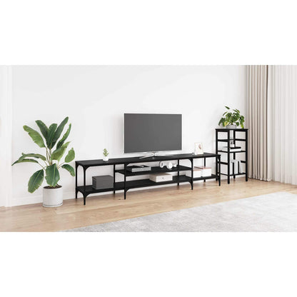 TV Cabinet Black Oak 201 x 35 x 45 cm Engineered Wood and Iron