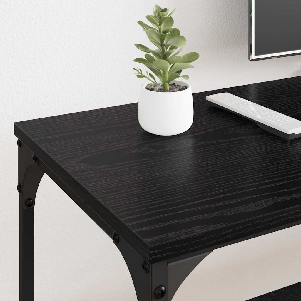 TV Cabinet Black Oak 201 x 35 x 45 cm Engineered Wood and Iron