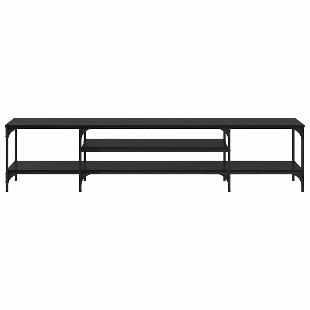 TV Cabinet Black Oak 201 x 35 x 45 cm Engineered Wood and Iron