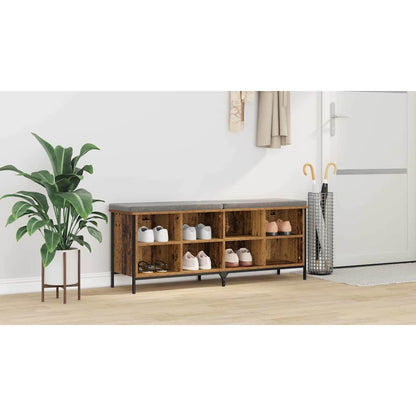 Shoe Cabinet Old Wood 131 x 35 x 50 cm Engineered Wood and Iron
