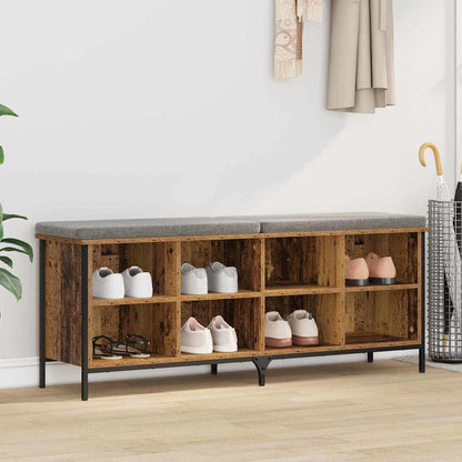 Shoe Cabinet Old Wood 131 x 35 x 50 cm Engineered Wood and Iron