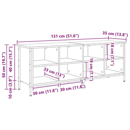 Shoe Cabinet Old Wood 131 x 35 x 50 cm Engineered Wood and Iron