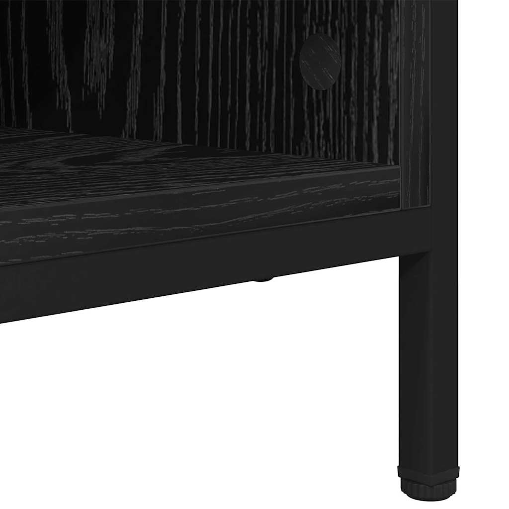Shoe Cabinet with Shelf with Storage Black Oak 131 x 35 x 50 cm