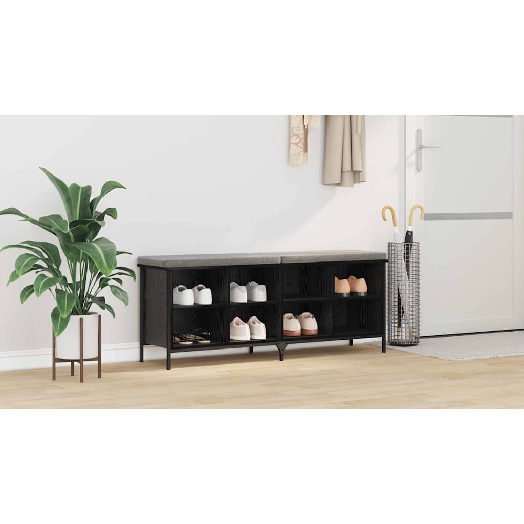 Shoe Cabinet with Shelf with Storage Black Oak 131 x 35 x 50 cm