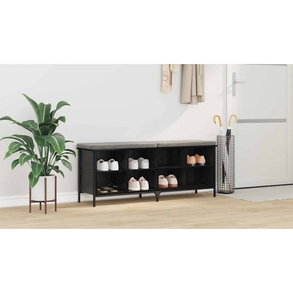 Shoe Cabinet with Shelf with Storage Black Oak 131 x 35 x 50 cm