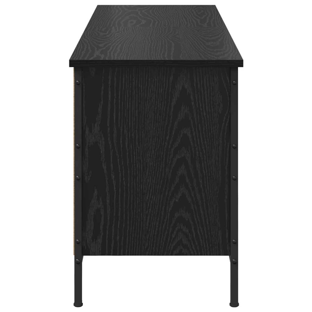 Shoe Cabinet with Shelf with Storage Black Oak 131 x 35 x 50 cm