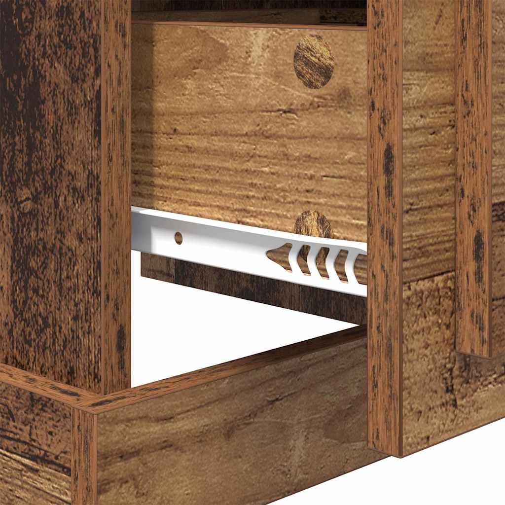 Bedside Cabinet with Drawer 2 pcs Old Wood 39 x 39 x 47.5 cm