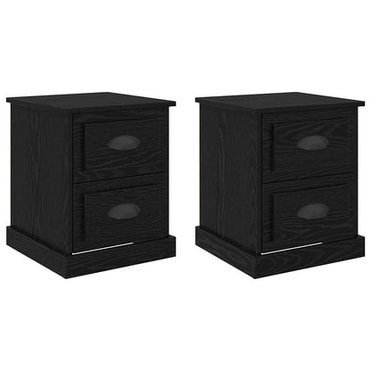 Bedside Cabinet with Drawer 2 pcs Black Oak 39 x 39 x 47.5 cm