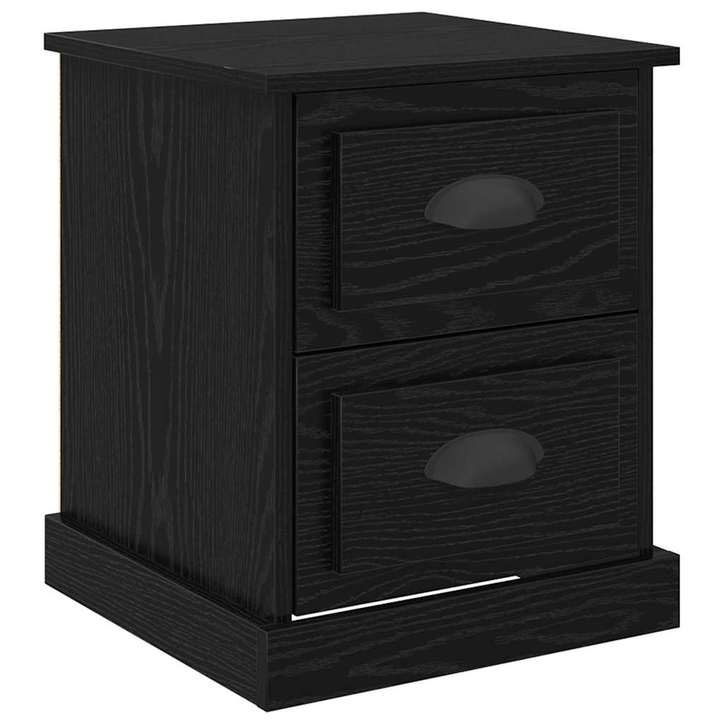 Bedside Cabinet with Drawer 2 pcs Black Oak 39 x 39 x 47.5 cm