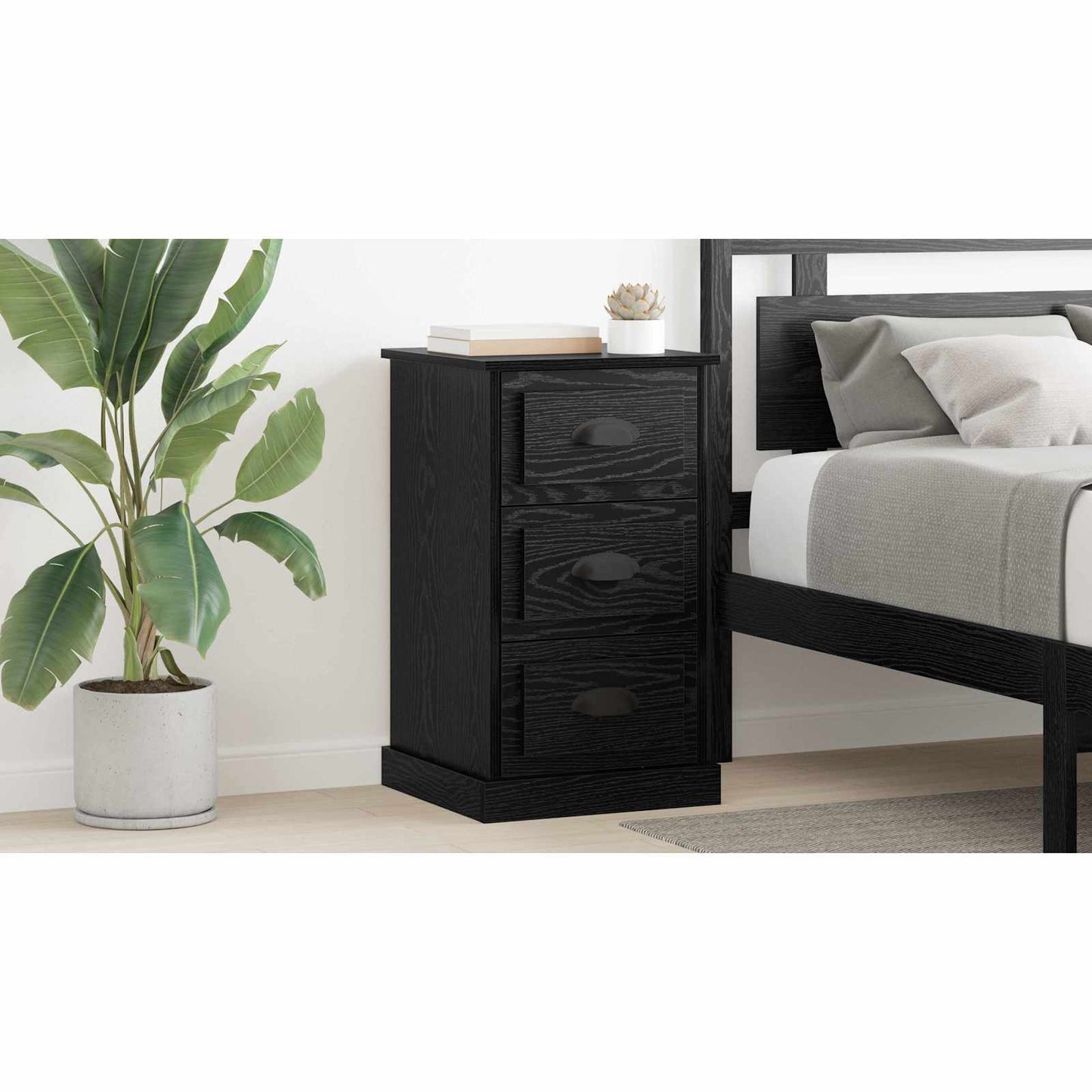 Bedside Cabinet Black Oak 39 x 39 x 67.5 cm Engineered Wood